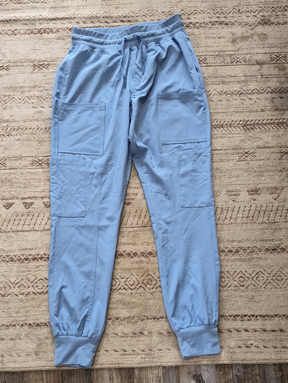 Light Blue Women's Drawstring Cargo Joggers